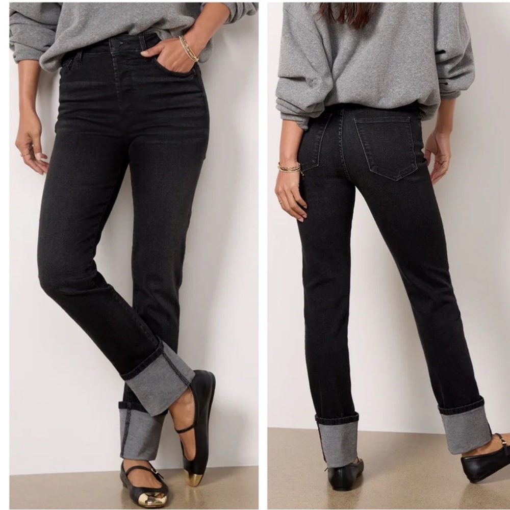 Evereve Ever Straight w Cuff in Multiplicity Black Jeans size 28